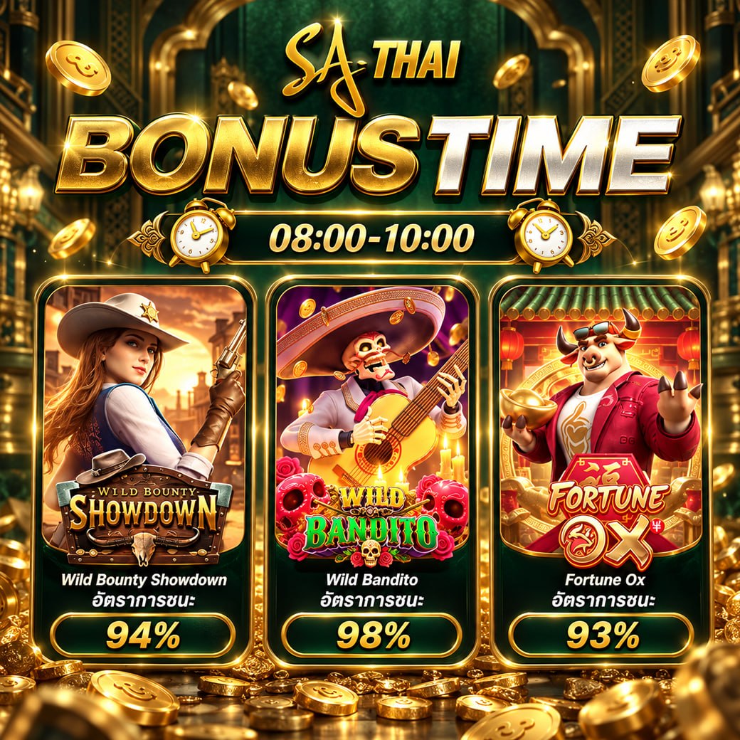 BONUS TIME รอบ 08:00-10:00 — Wild Bounty Showdown 94% / Wild Bandito 98% / Fortune Ox 93%